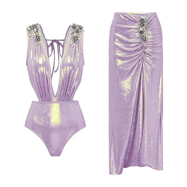 Radiant Shimmer Embroidered One-Piece-22