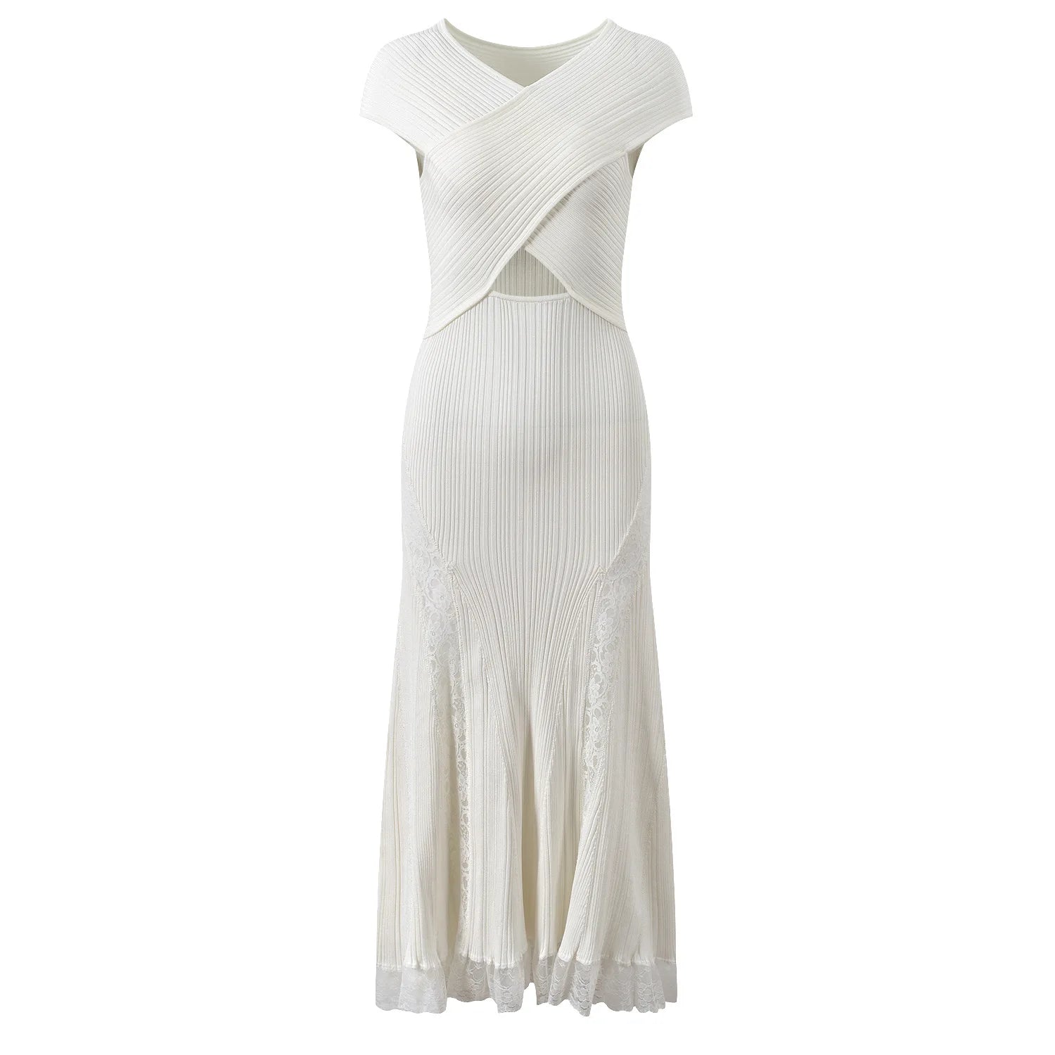 Radiant Knit Lace Midi Dress-6