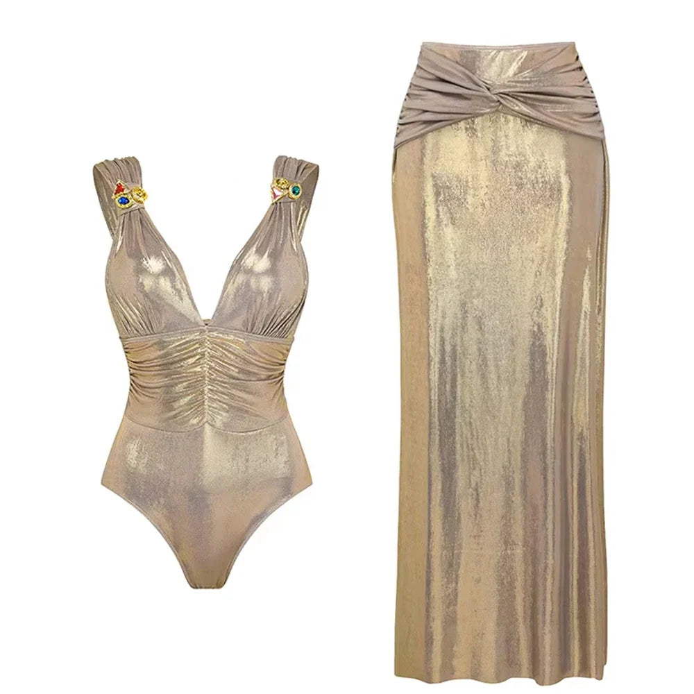 Radiant Shimmer Embroidered One-Piece-12
