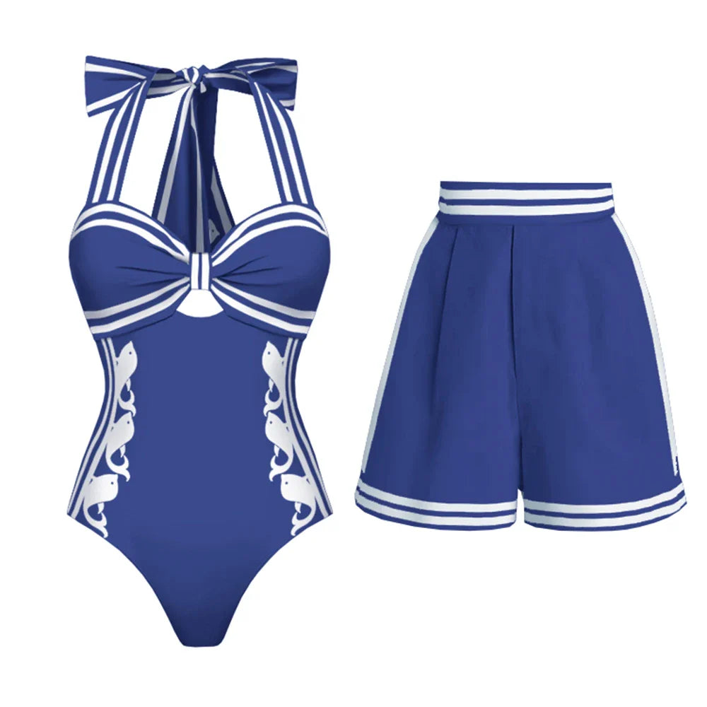 Confident Striped Ruffle Bikini Set-5