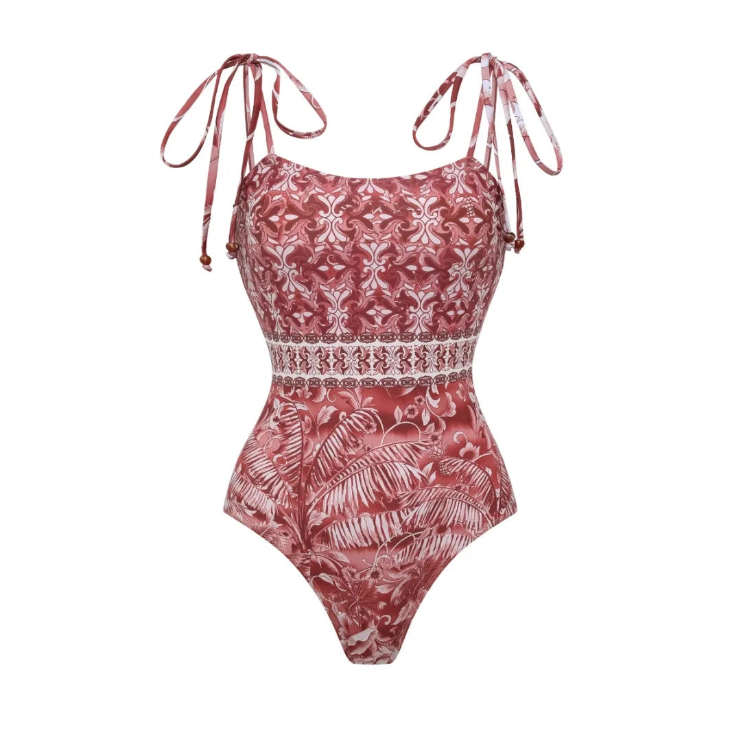 Wanderlust Printed Fringe Bikini Set-5