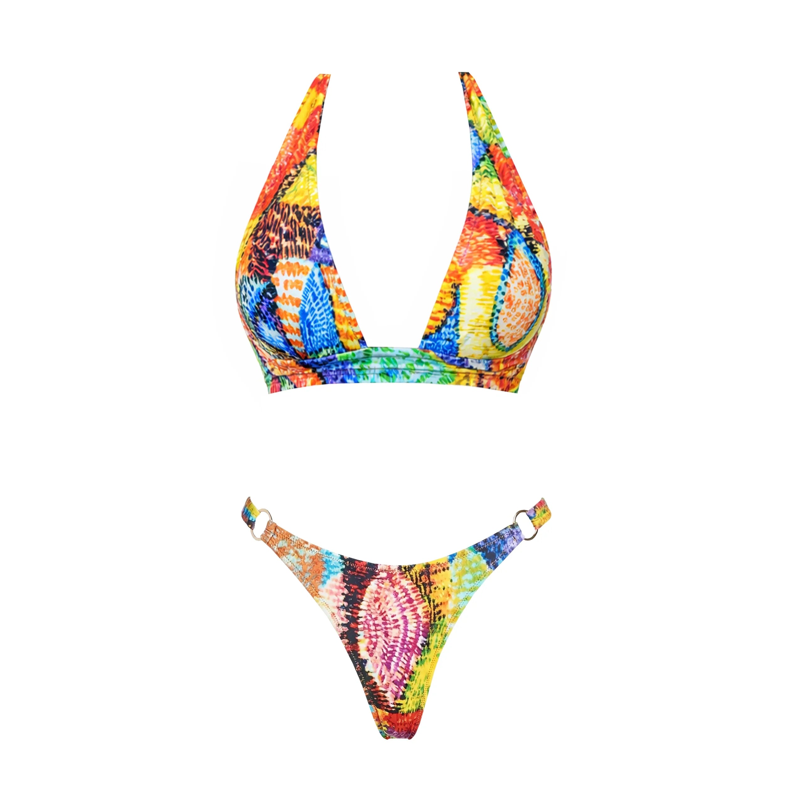 Vibrant Printed Tie-Front Bikini Set-7