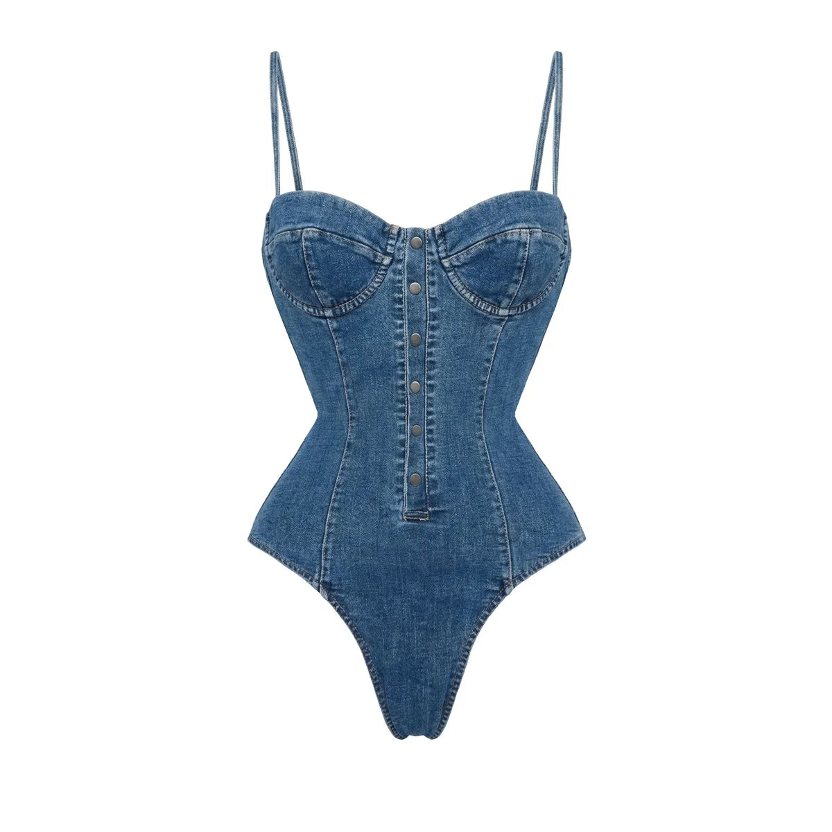 Daring Denim Bandeau Bikini Set-6