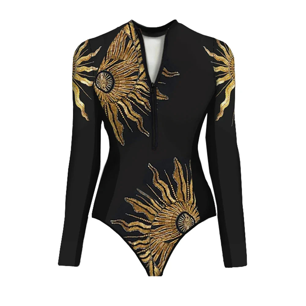 Wild Heart Printed Long-Sleeve One-Piece-18