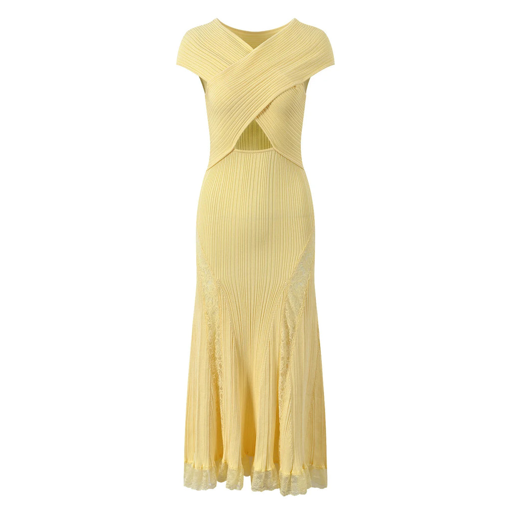 Radiant Knit Lace Midi Dress-5