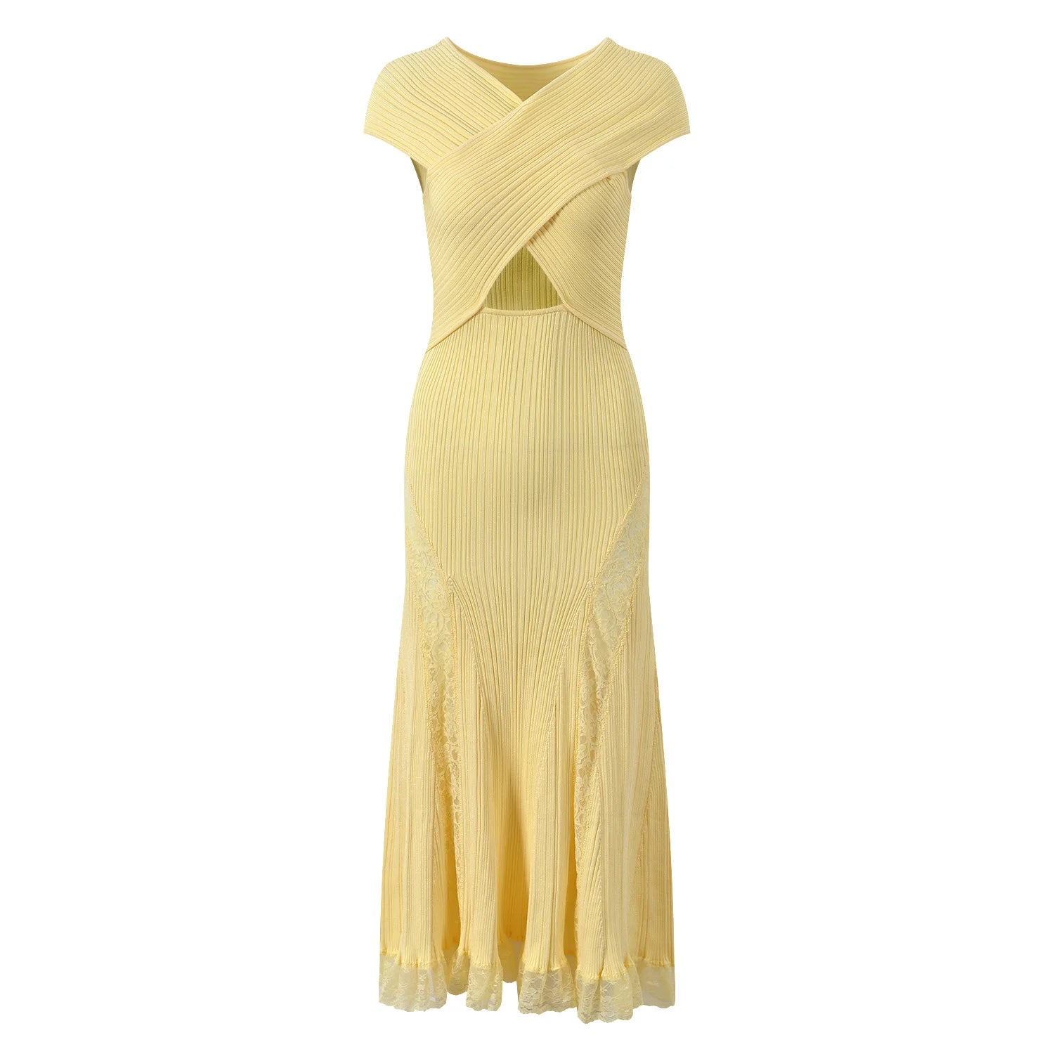Radiant Knit Lace Midi Dress-5