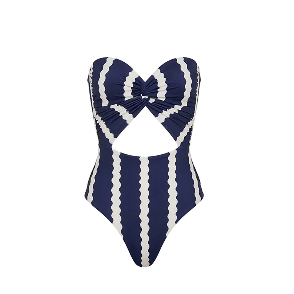 Daring Striped Cutout Swimsuit-6