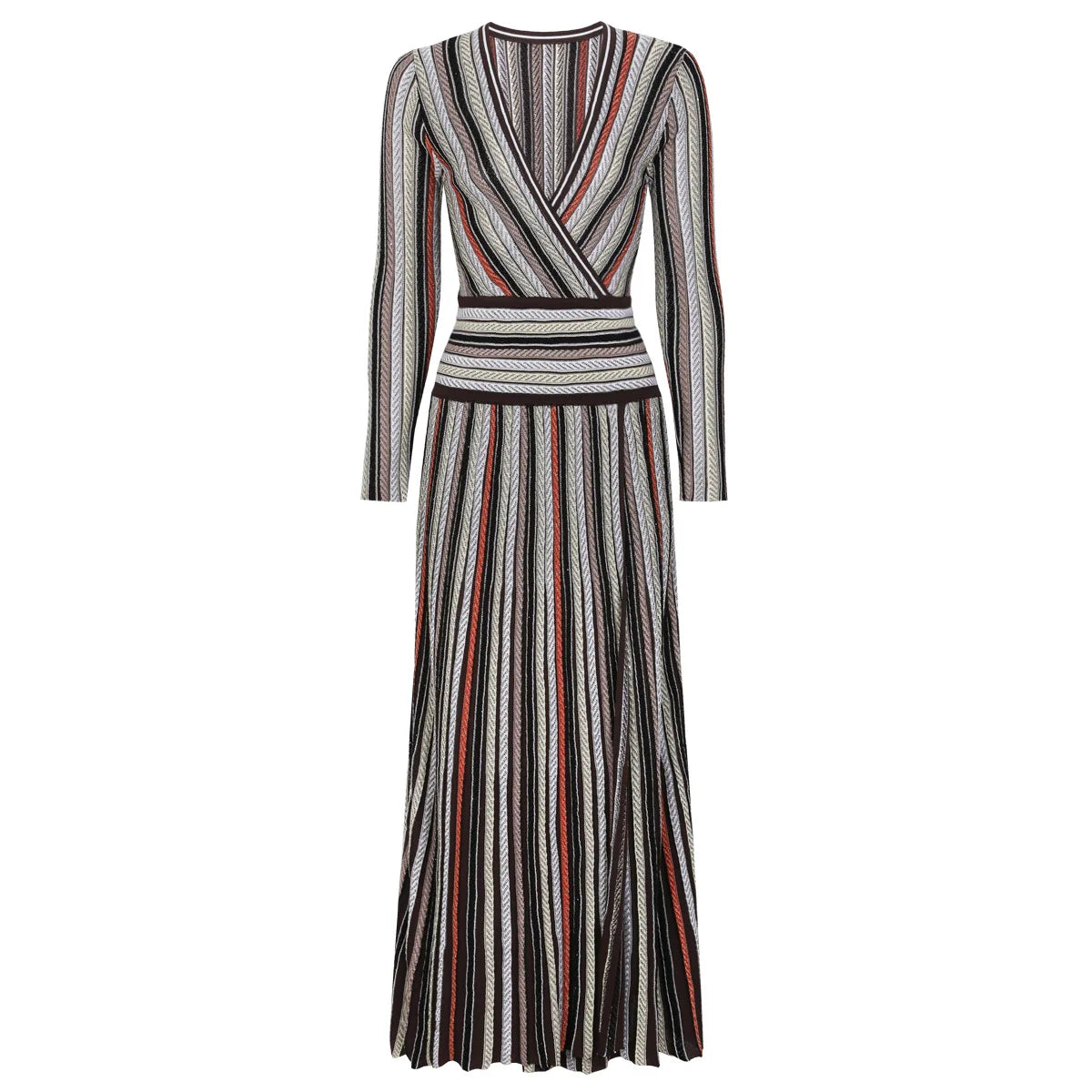Vibrant Striped Knit Midi Dress-5