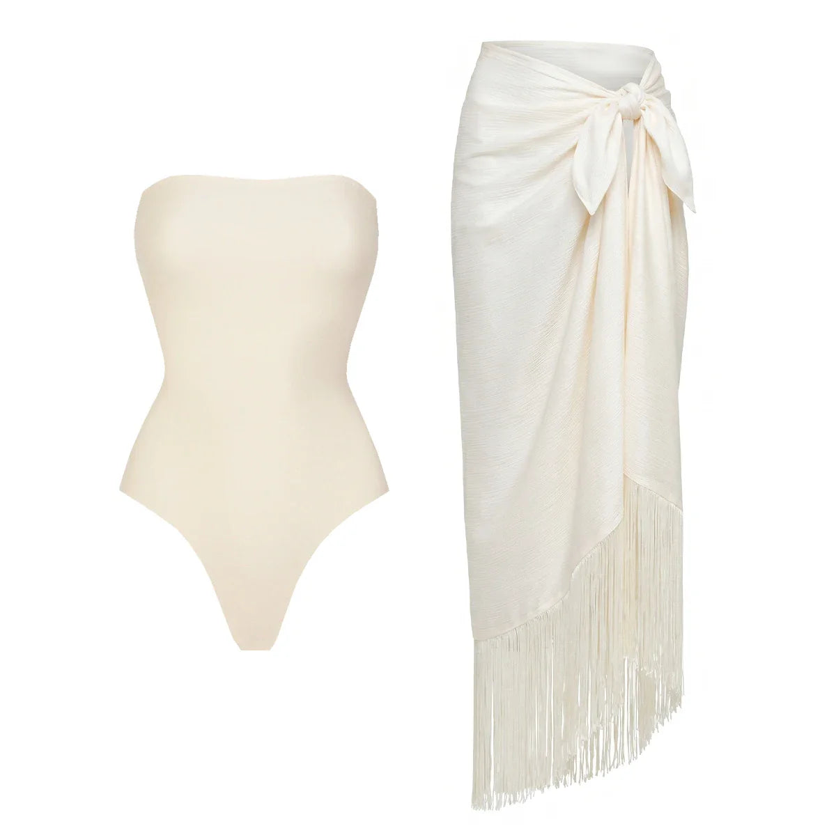 Radiant Strapless Solid Swimsuit Set-3