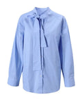 Elegant Striped Bow Collar Blouse