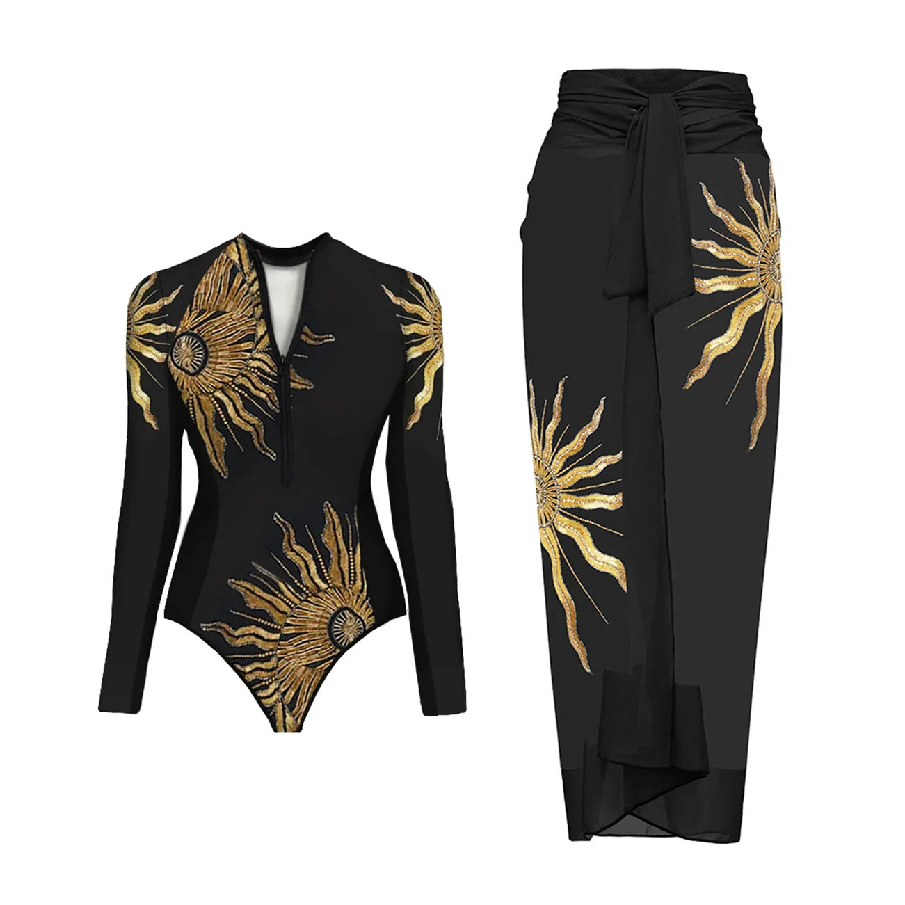 Wild Heart Printed Long-Sleeve One-Piece-12