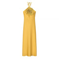 Radiant Gold Halter Maxi Dress