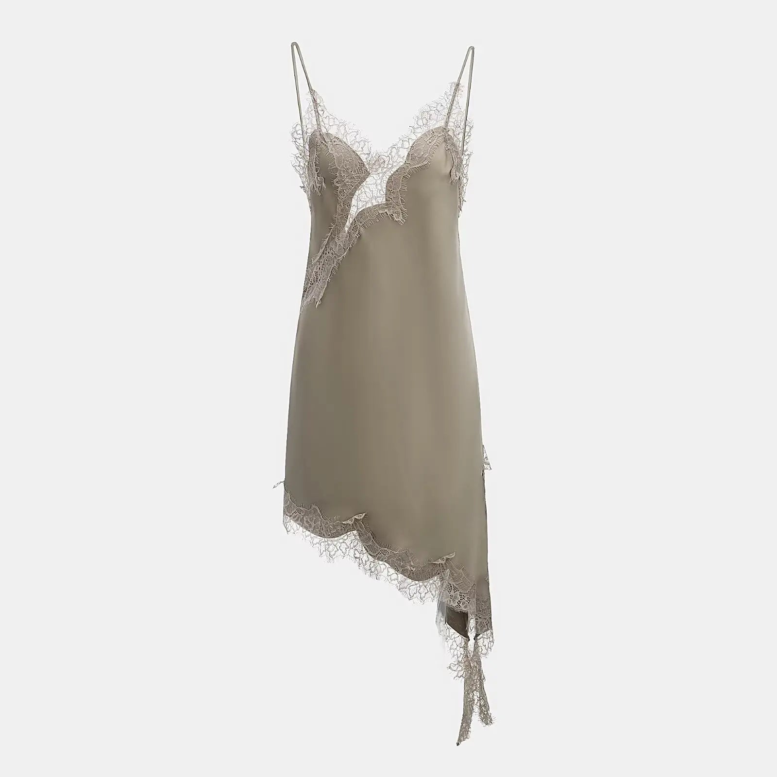 Divine Satin Asymmetric Lace Mini Dress-13