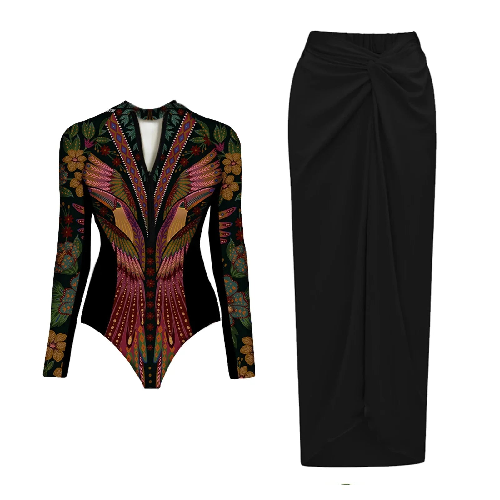 Wild Heart Printed Long-Sleeve One-Piece-5