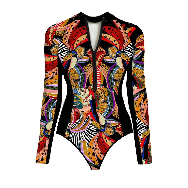 Wild Heart Printed Long-Sleeve One-Piece-21
