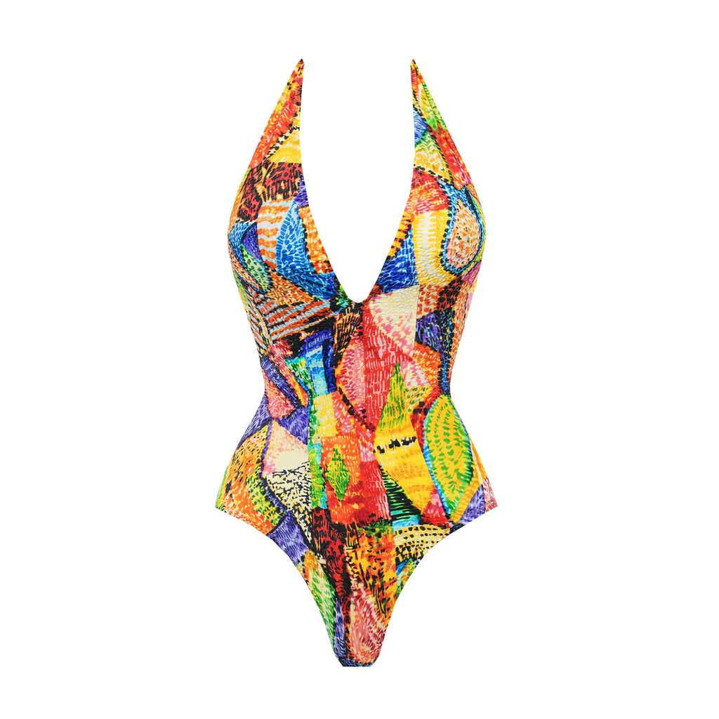 Vibrant Printed Tie-Front Bikini Set-5