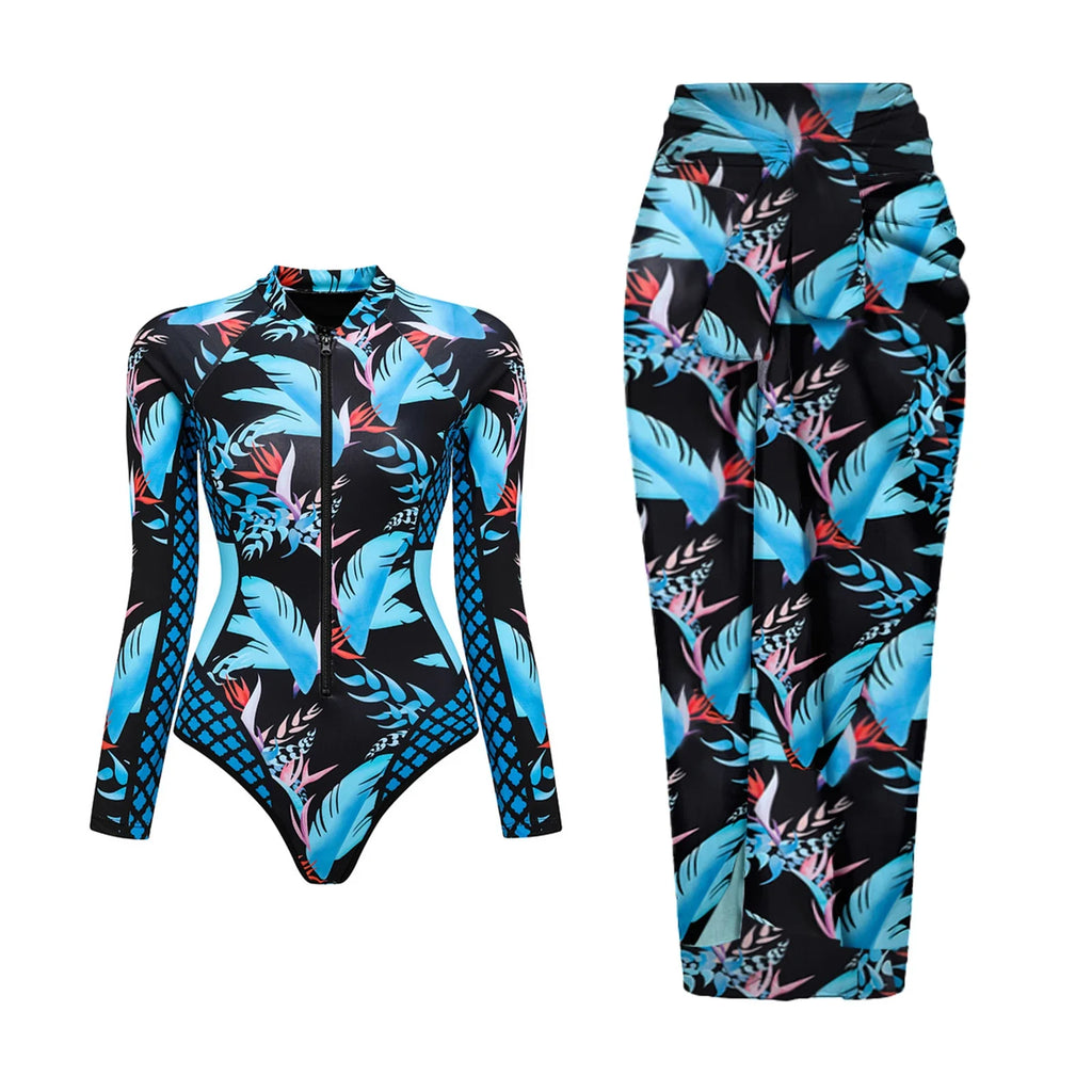 Wild Heart Printed Long-Sleeve One-Piece-19