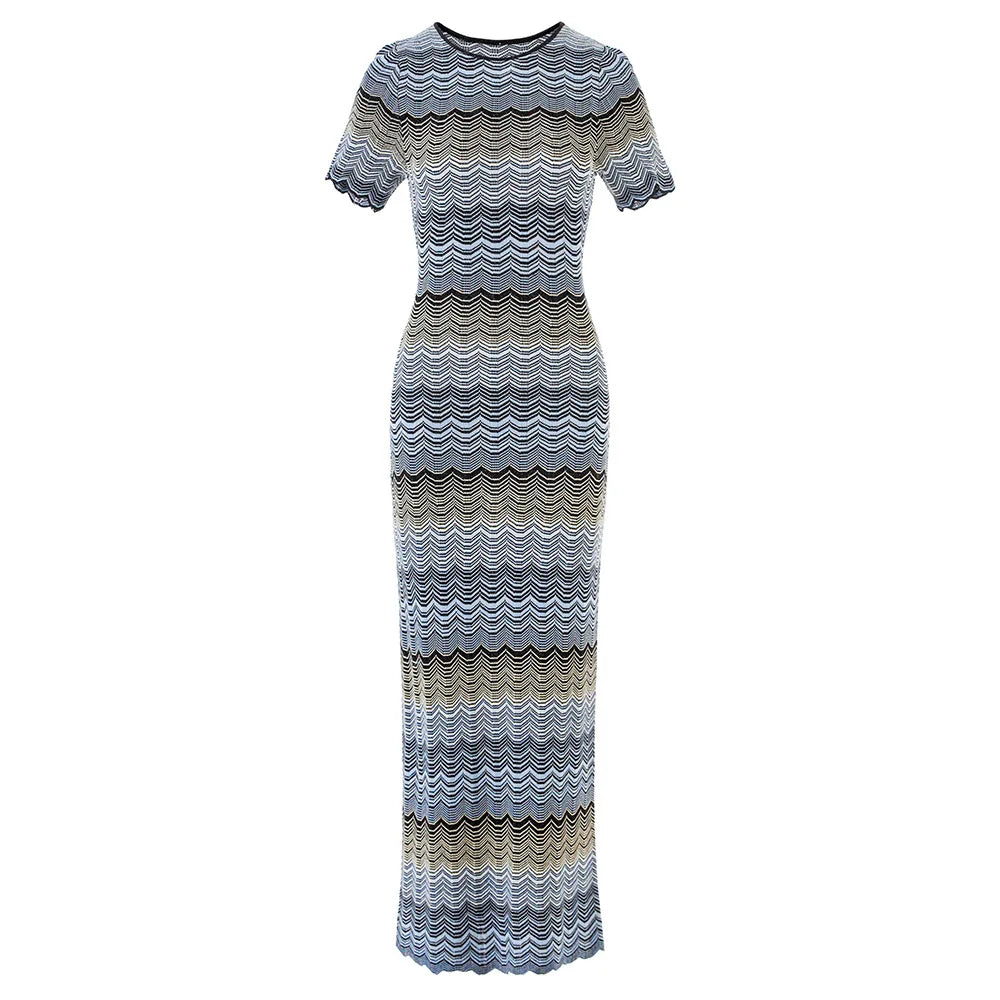 Vibrant Striped Knit Maxi Dress