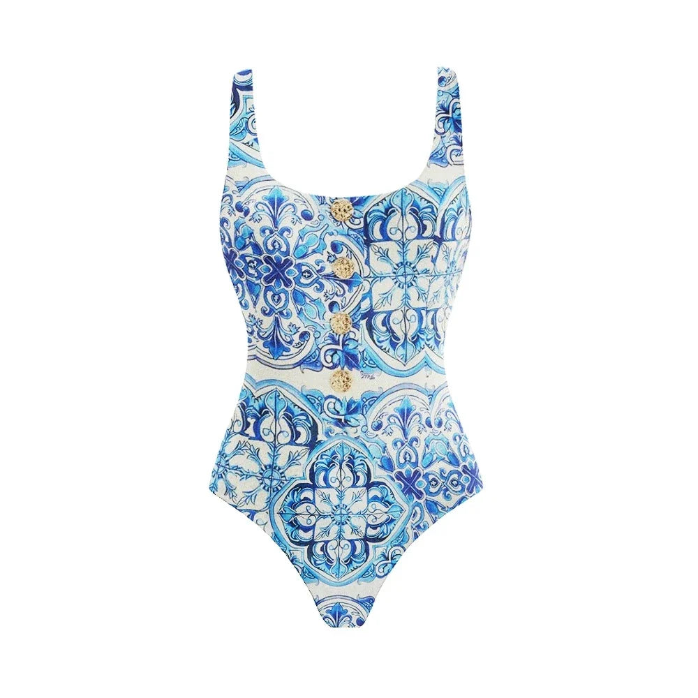 Divine Blue Tile Print Swimsuit-8