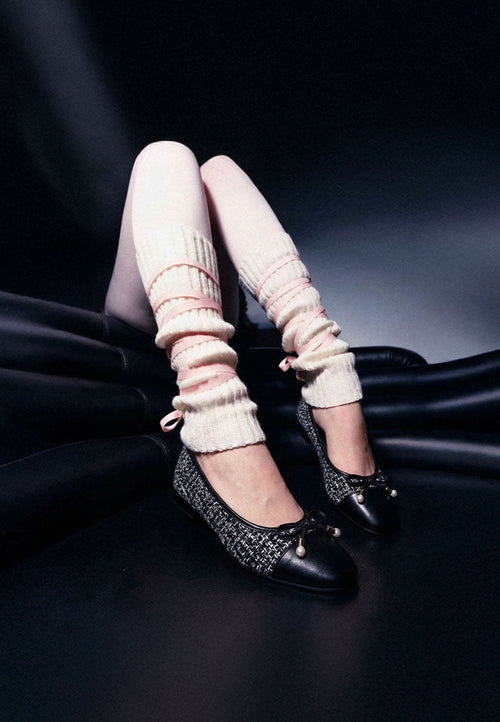 Acino Boucle Pearl Bow Ballerinas