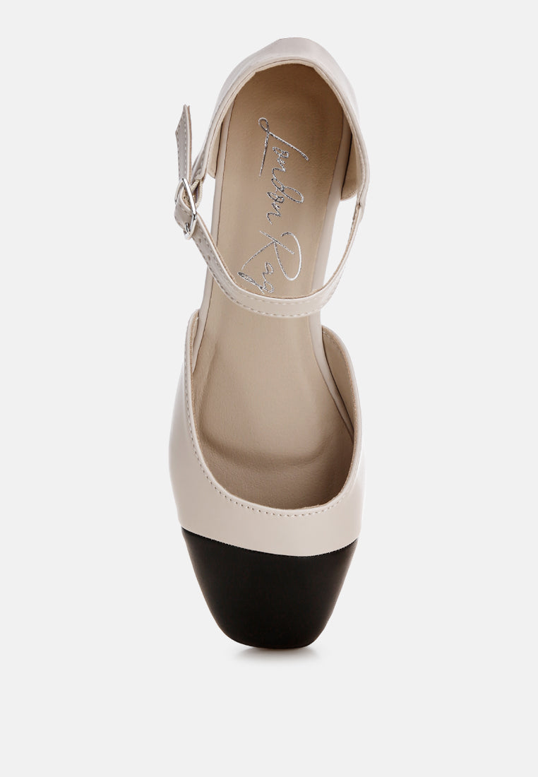 Clevea Dual Tone Pin Buckle Ballet Flats