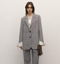 Heavy fine twill worsted wool, asymmetrical collar design, basic classic two-button suit