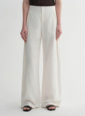 Summer mulberry silk linen waistless three-dimensional pleated wide-leg pants for women