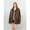 Rebel Vintage distressed waxed silhouette lapel leather jacket