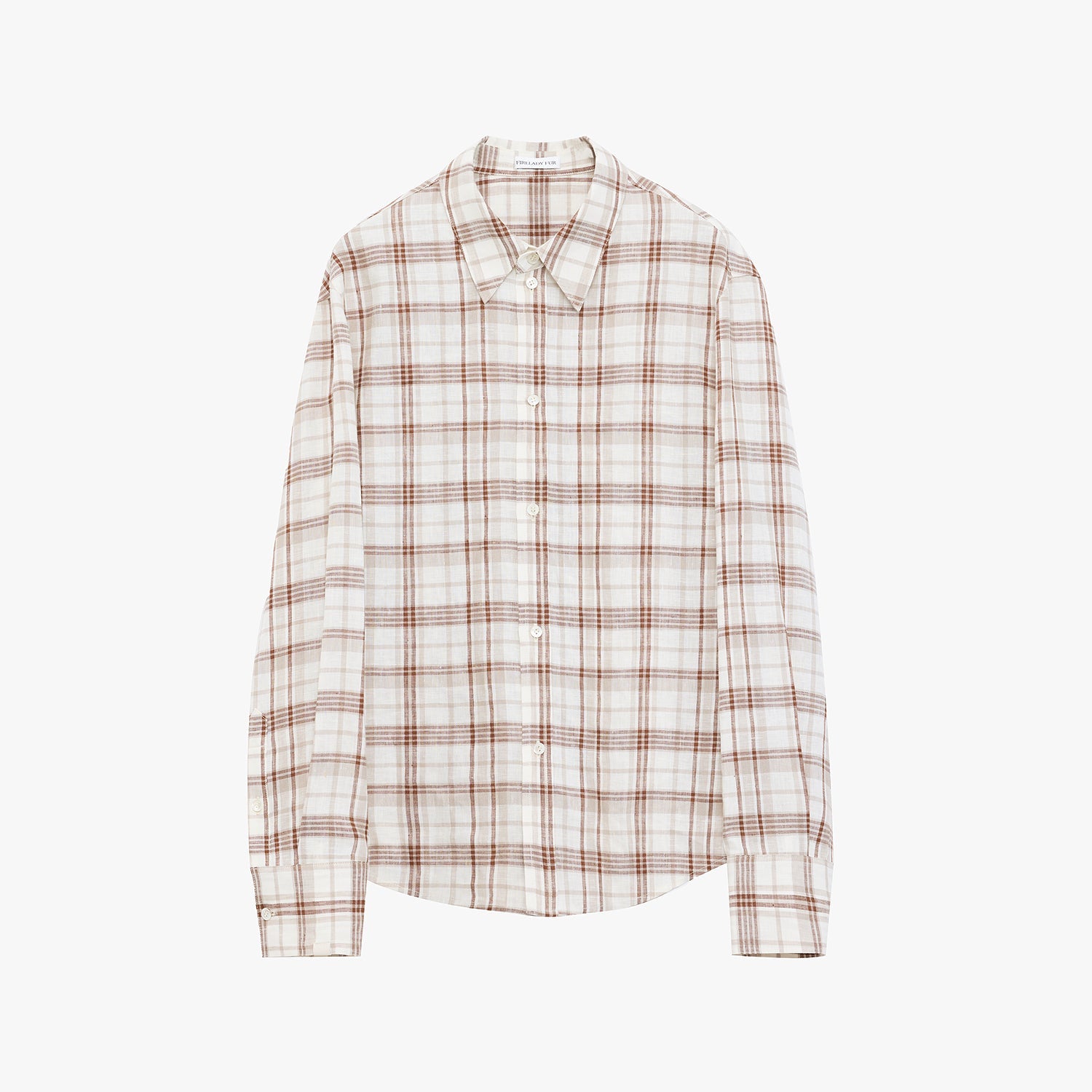 "Plaid Sketch" Vintage Linen Shirt Skirt Two-Piece Spring