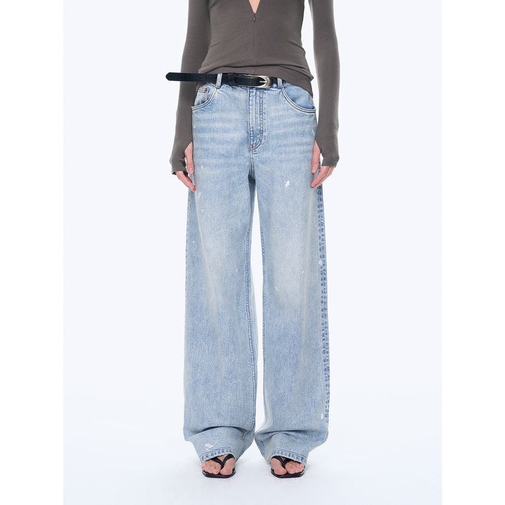 "Art Journey" distressed dirty dyed Tencel cotton jeans
