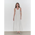 "Lake Bled" Simple and slim texture U-neck A-line slim fit vest dress