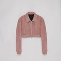 "Witch Game" Retro  Classic Stand Up Sheep Leather Short Jacket