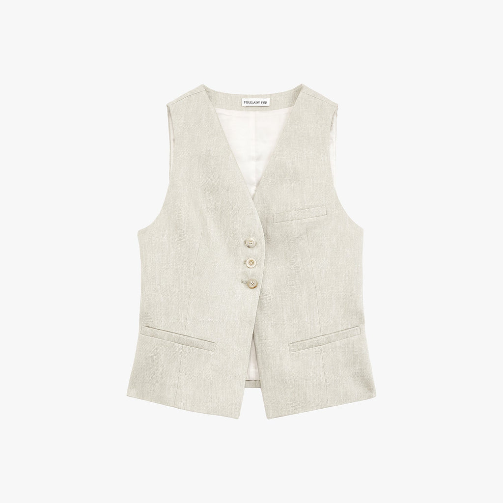 "Old Money Space" Linen draped vest and straight trousers suit