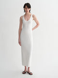 Silk blended/U-neck two-way wear smooth and silky skin-friendly elegant slim  tencel dress for women