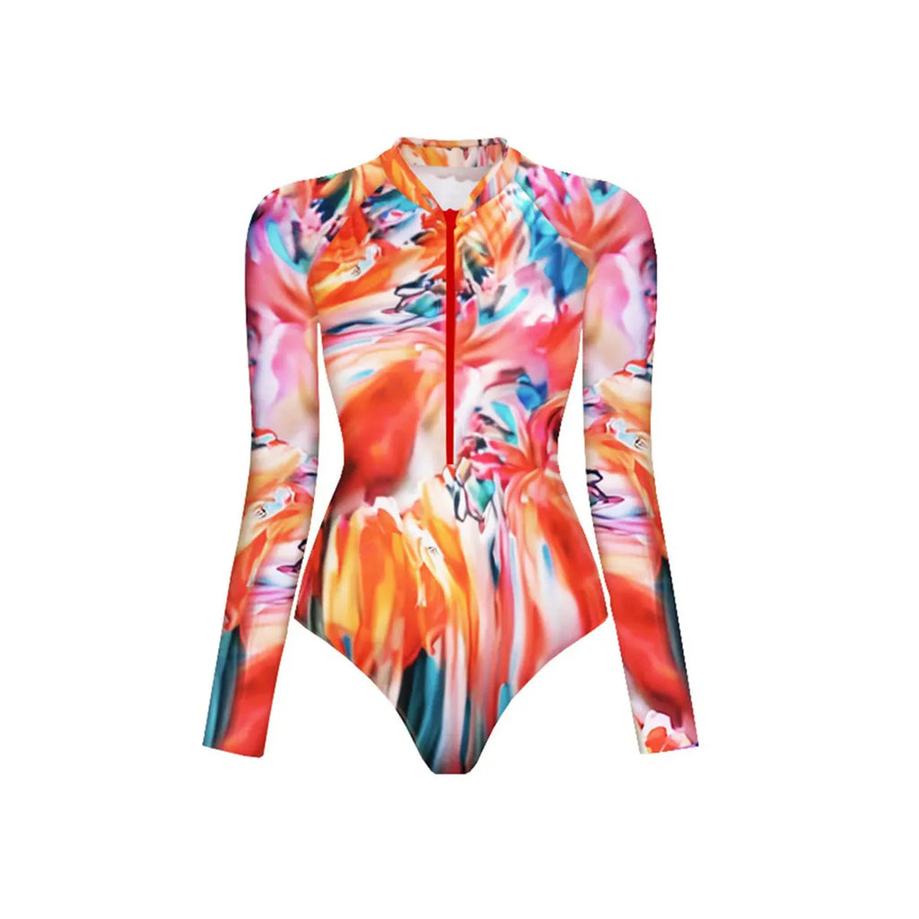 Wild Heart Printed Long-Sleeve One-Piece-13