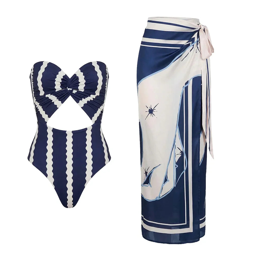 Daring Striped Cutout Swimsuit-7