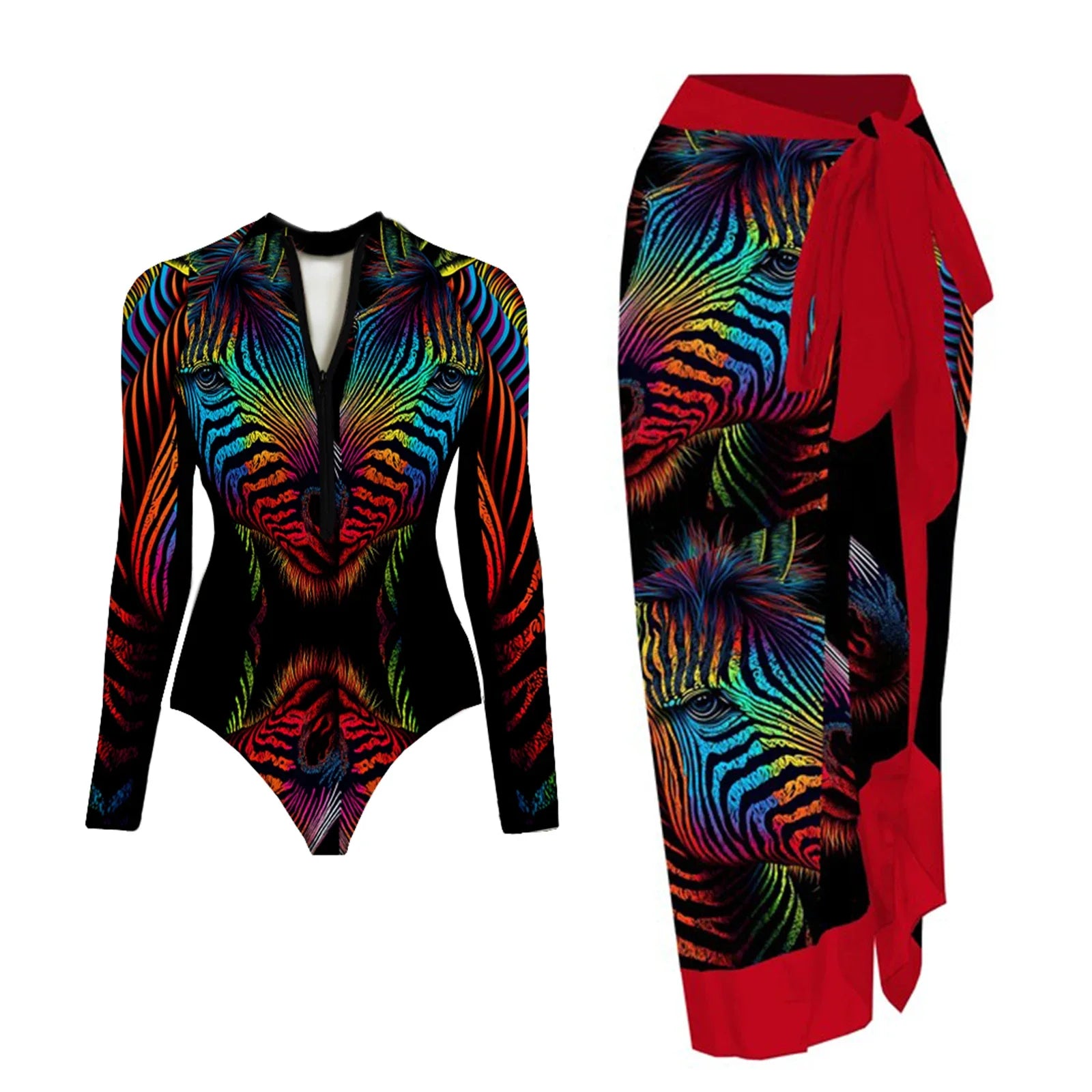 Wild Heart Printed Long-Sleeve One-Piece-9