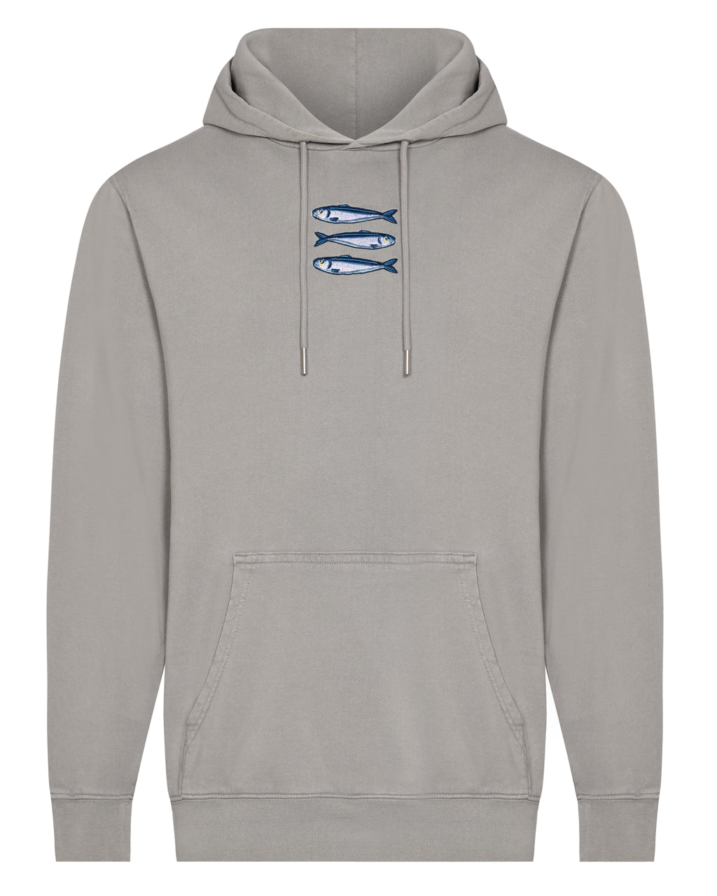 Sardines Organic Cotton Embroidered Hoodie Grey