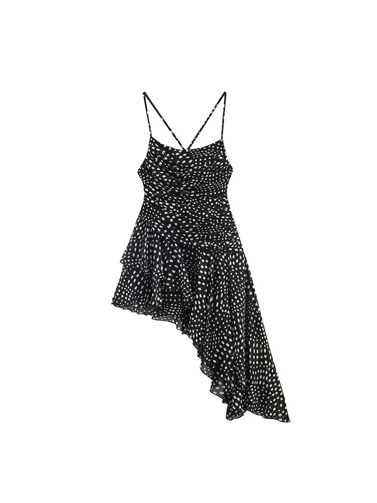 Daring Polka Dot Asymmetrical Mini Dress-4