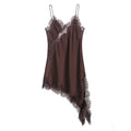 Divine Satin Asymmetric Lace Mini Dress-5
