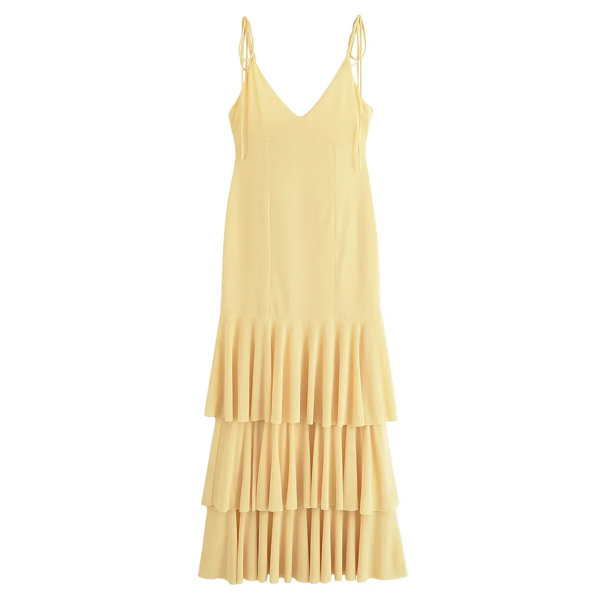 Radiant Tiered V-Neck Midi Dress-4