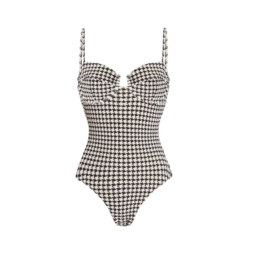 Confident Houndstooth Print Bikini Set