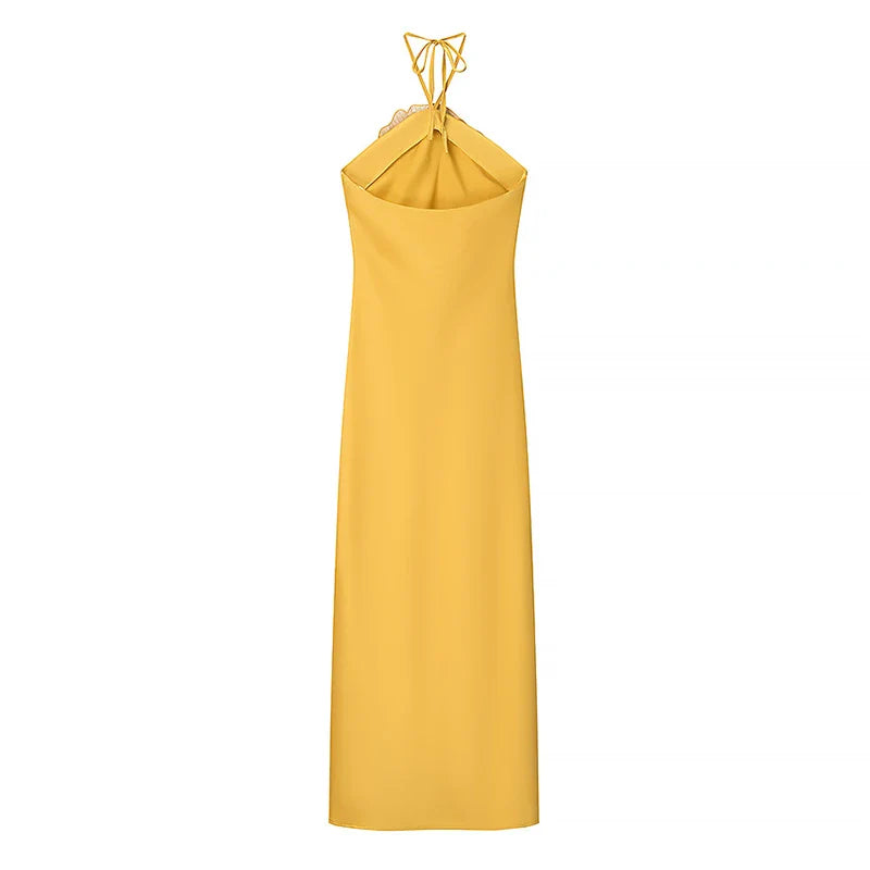 Radiant Gold Halter Maxi Dress