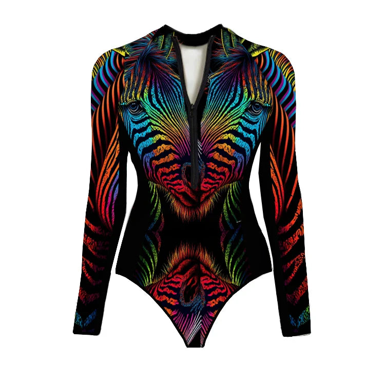 Wild Heart Printed Long-Sleeve One-Piece-8