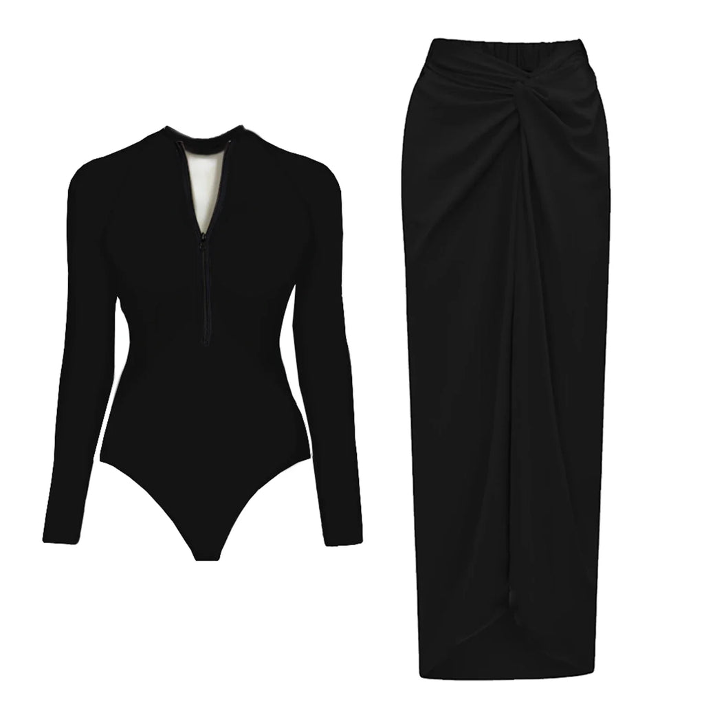 Wild Heart Printed Long-Sleeve One-Piece-14
