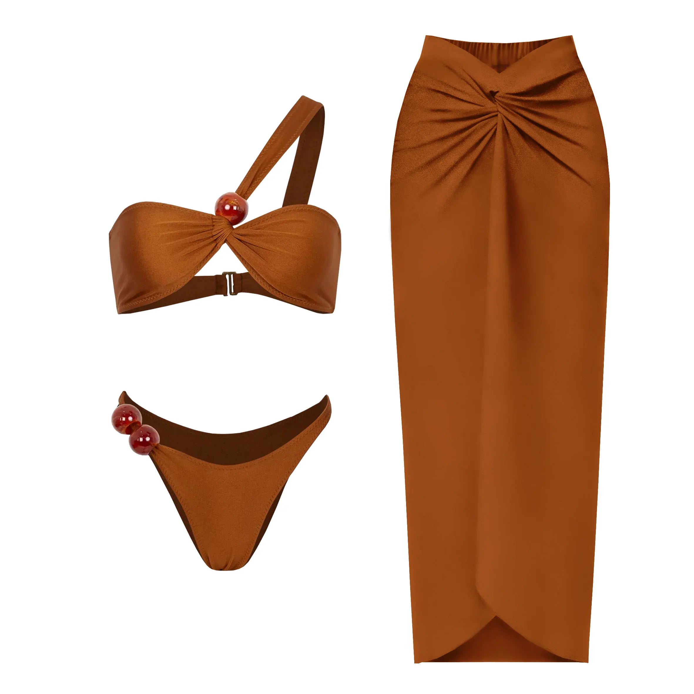 Radiant Knotted Asymmetric Bikini Set