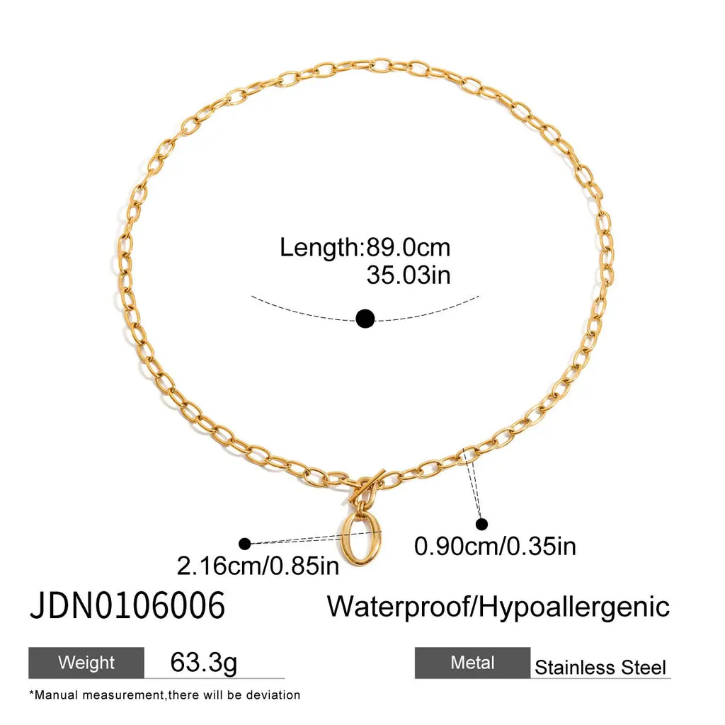 Empowered Gold Layered Oval Necklace-2