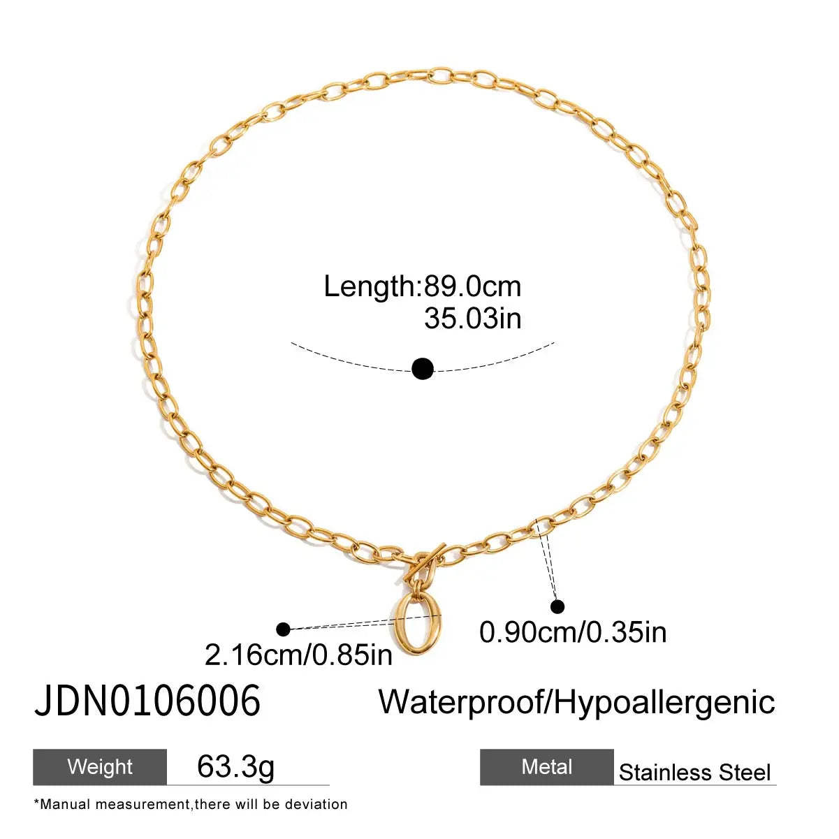Empowered Gold Layered Oval Necklace-2