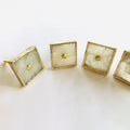 Set of 4 Square White Agate Classic Vintage Finish Cabinet Drawer Pull Dresser Handle Knobs