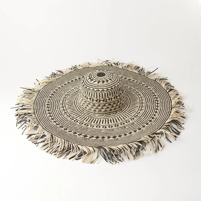 Wanderlust Woven Straw Fringe Hat-2